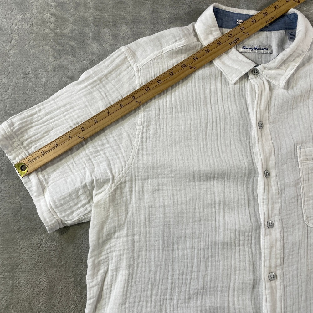 Tommy Bahama Shirt Mens XL White Cotton Gauze Button Beach Resort Light Preppy - Picture 7 of 11